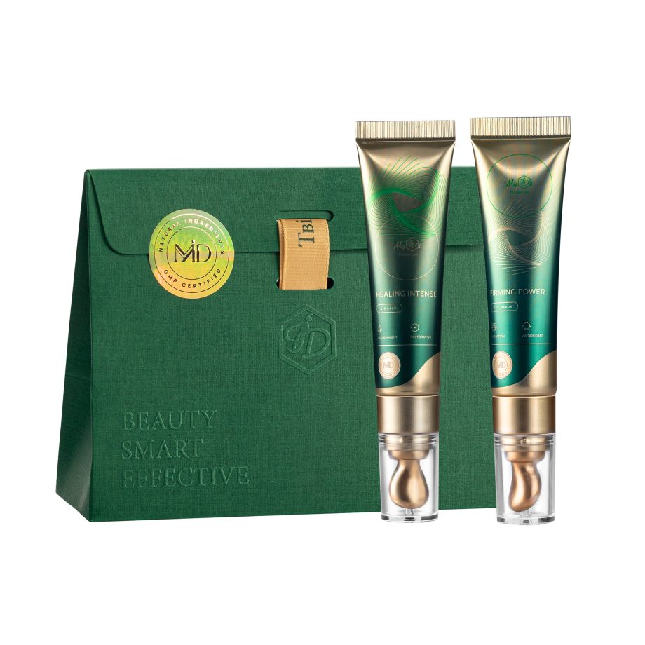 Подарочный набор для губ и глаз «Holly beauty» MyIDi SET Holly beauty: Firming Power eye serum + Healing Intense lip balm