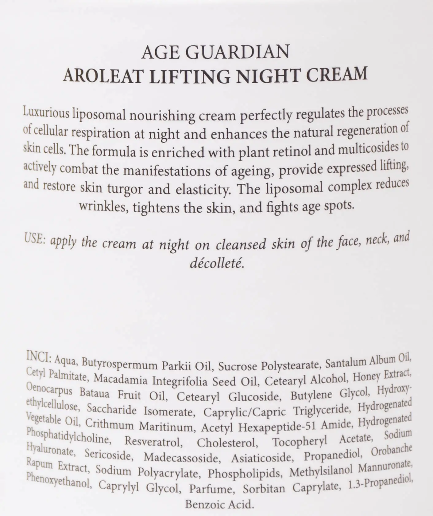 Липосомальный ночной филлер лифтинг-крем AGE GUARDIAN AROLEAT LIFTING NIGHT CREAM, 50 мл - фото №6