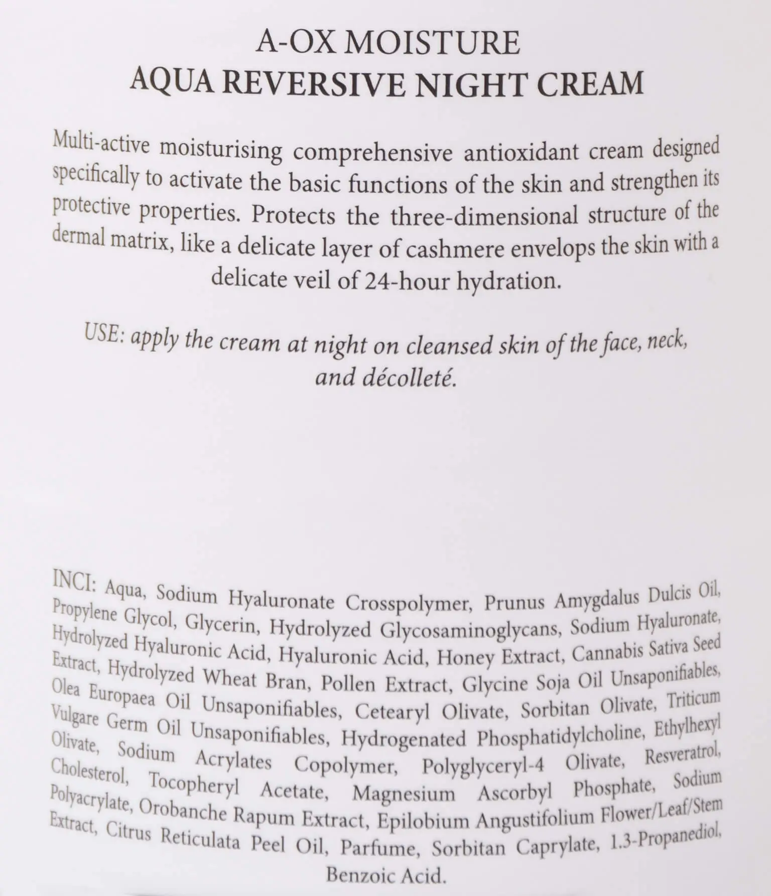 Ночной антиоксидантный увлажняющий крем A-OX MOISTURE AQUA REVERSIVE NIGHT CREAM, 50 мл - фото №5