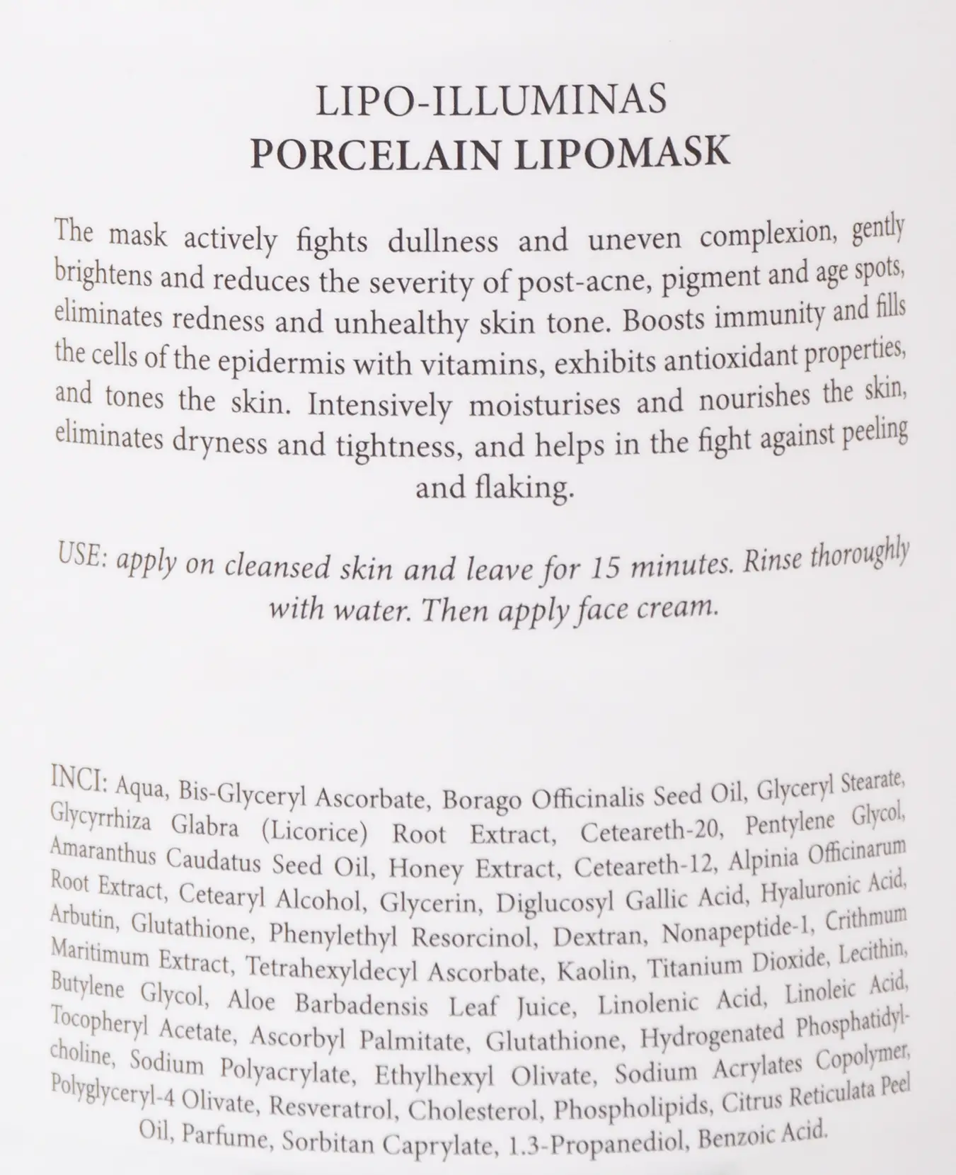 Освітлююча маска «Порцелан» LIPO-ILLUMINAS PORCELAIN LIPOMASK, 50 мл - фото №6