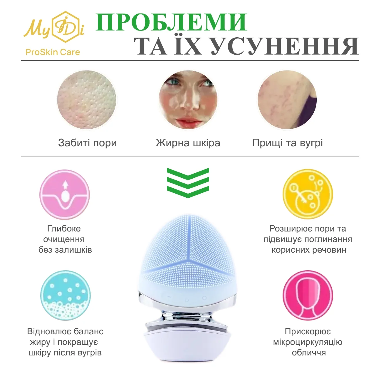 Ультразвуковая электрощетка для умывания лица с EMS для массажа и лифтинга MyIDi EMS cleansing brush & massager - фото №11