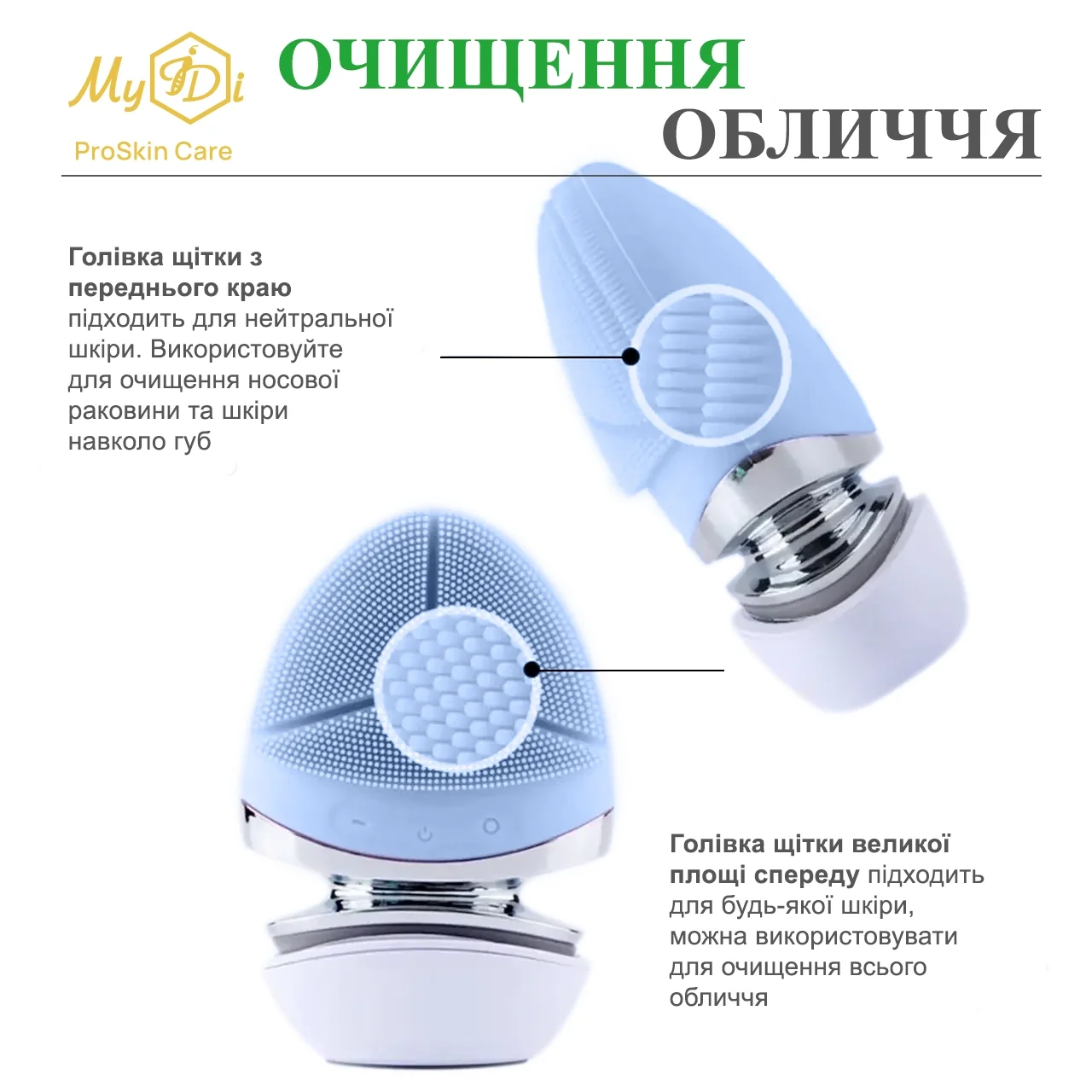 Ультразвуковая электрощетка для умывания лица с EMS для массажа и лифтинга MyIDi EMS cleansing brush & massager - фото №5