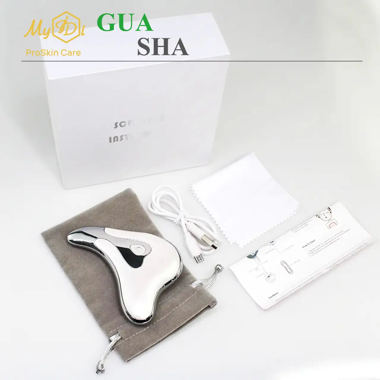 Микротоковый лифтинг массажер Гуаша для омоложения лица и тела MyIDi Vibro Massager Gua Sha - фото №3
