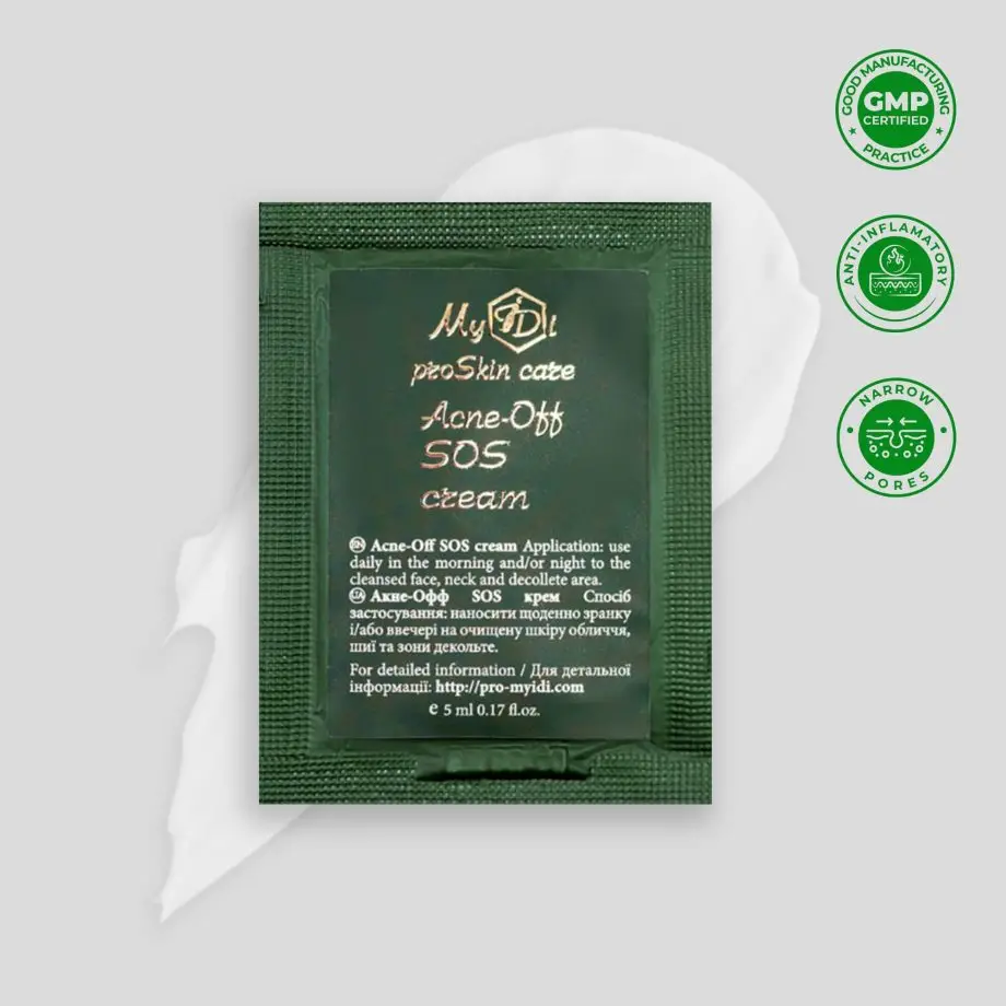 Анти акне крем с кислотами для жирной кожи Acne-Off SOS cream (пробник), 5 мл